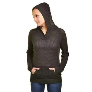 NEW Shirt 469 Charcoal Crochet Knit Long Sleeve Pullover Hoodie